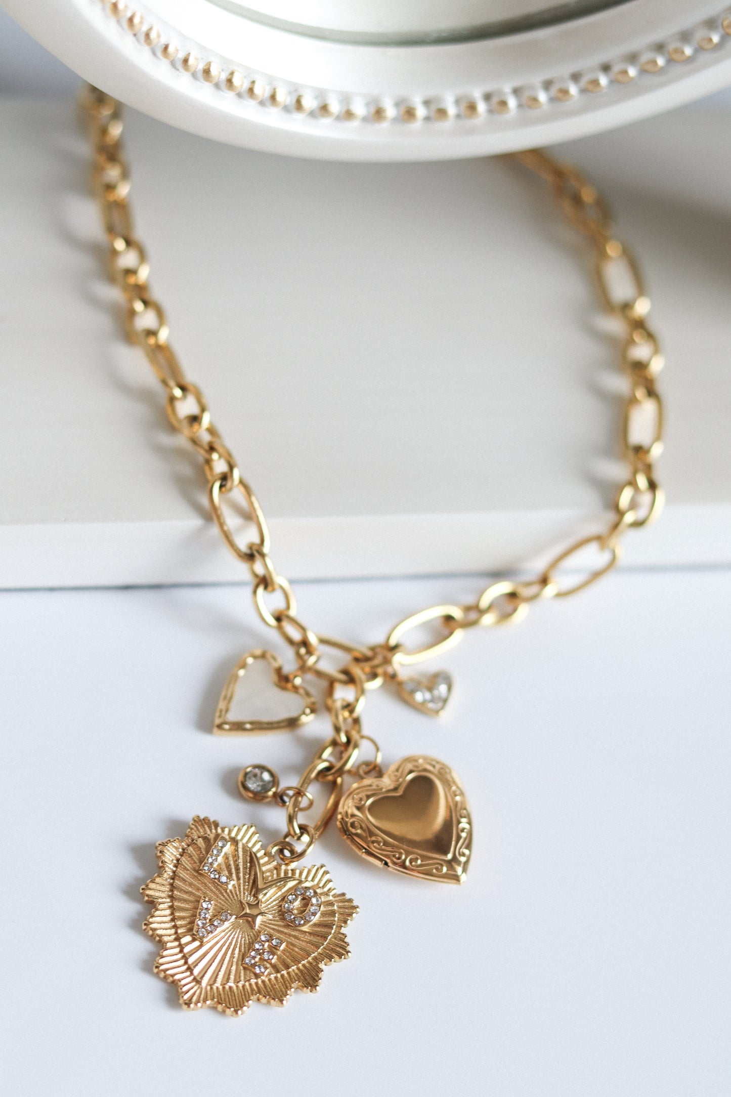 Love Lock Lariat Charm Necklace